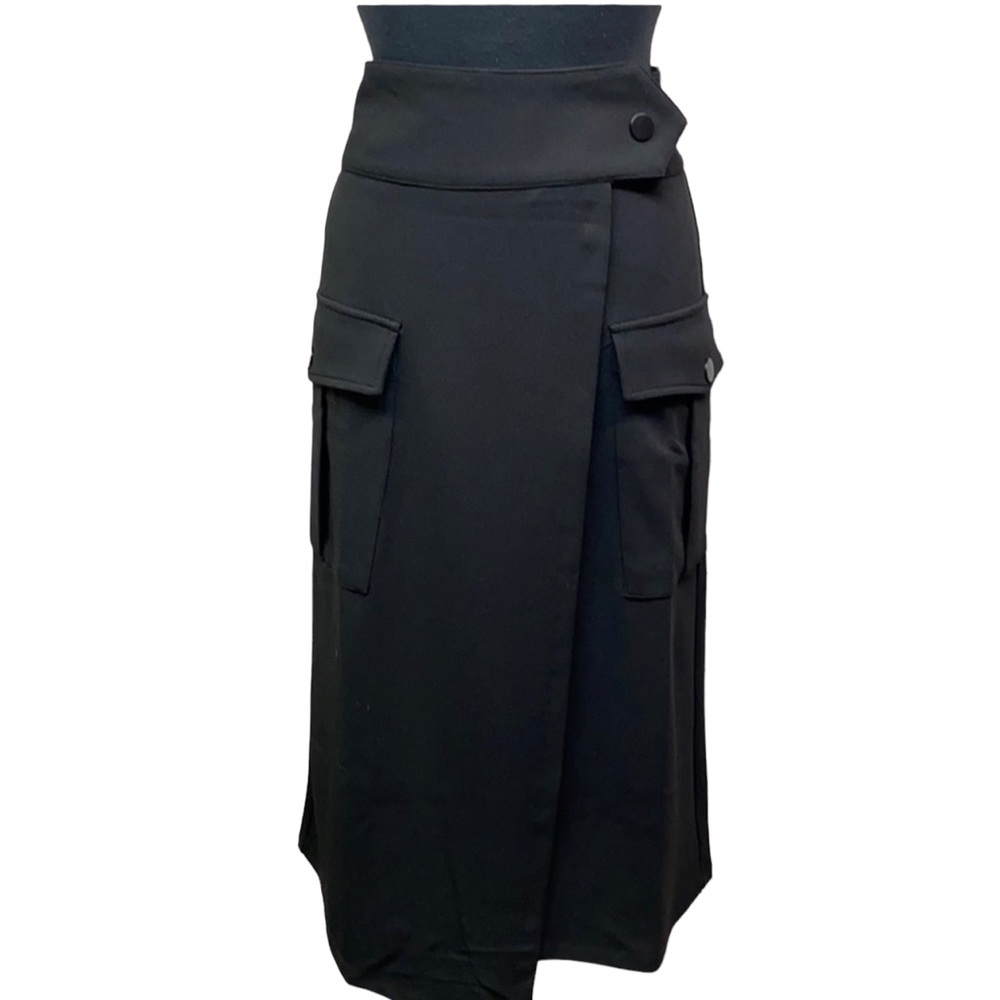 Ellison Black High-Waist Maxi Skirt with Cargo Pockets